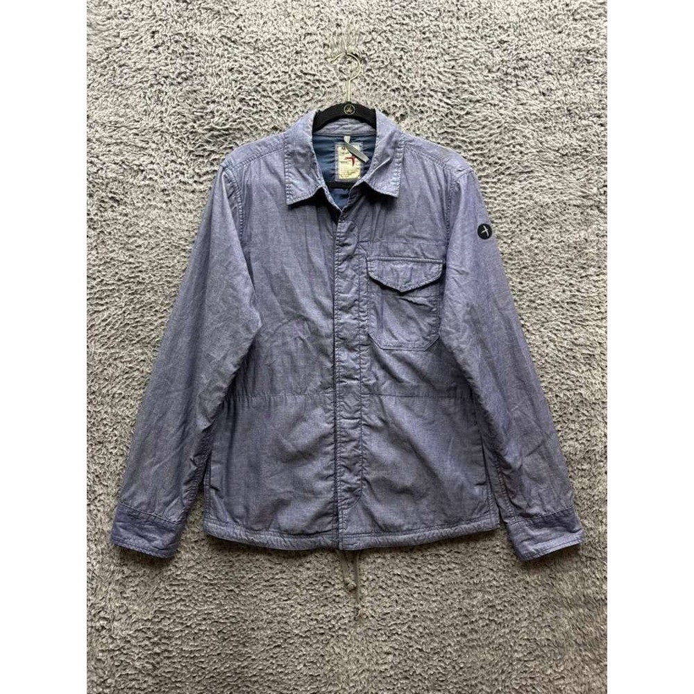 Relwen Cotton Collared‎ Long Sleeve Utility Work Jacket Blue Mens Size M